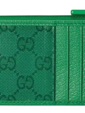 Gucci Emerald Green GG Canvas Card Case & Wallet